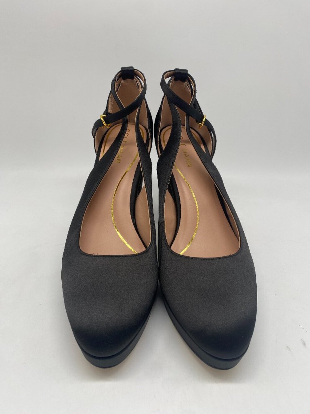 Cole Haan Women's Black Satin Ankle Strap Heels